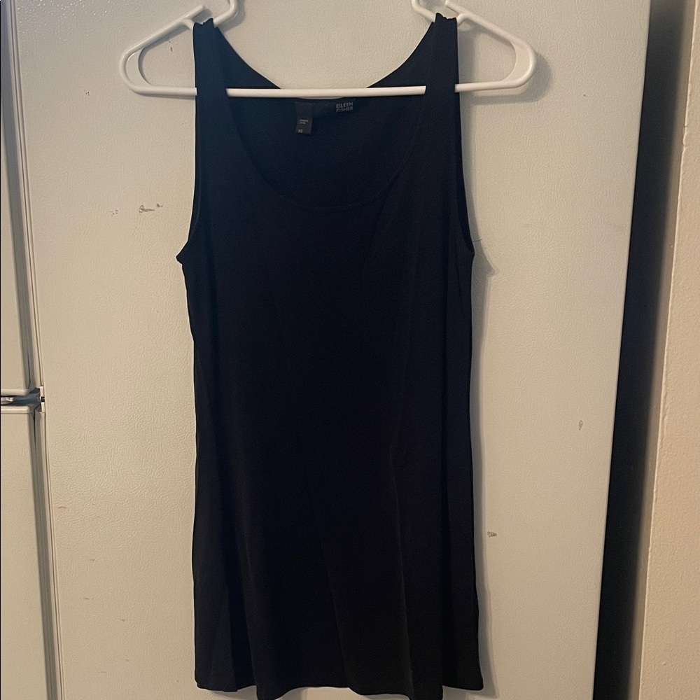 Eileen Fisher‎ 100% Silk XS Oversized Black Tank Top